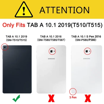 Tablet Case for Samsung Galaxy Tab 10.1 2019 T510 T515 SM-T510 SM-T515 Šviesos Padengti Trifold Stovas Sunkiai Shell su Stilių +Filmas