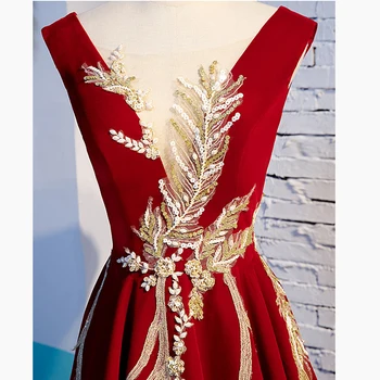 Tai Yiiya vakarinę Suknelę 2019 Bordo Gėlių Spausdinti Rankovių V-Kaklo-Line Chalatas de Soiree Moterys Šalis Oficialią Ilga Suknelė E1003