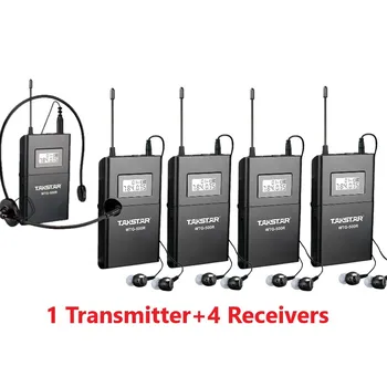 Takstar WTG500 UHF Belaidžio garso sistemą, kelionių gidas / Sinchroninio vertimo / Mokymas 1 Siųstuvas + 4 Imtuvai
