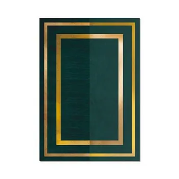 Tamsiai Žalia Geometrinis Aukso Krašto kilima Svetainės neslystantis Kilimėlis Virtuvės Grindų Ilgai Durys, kiliminė danga, Lovos Pusėje Kilimų Mados