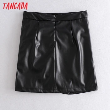 Tangada 2020 m. rudens žiemos moterys dirbtiniais odos plisuotas sijonas faldas mujer strethy moterų elgant mini sijonas JE83