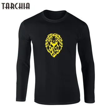 TARCHIA Mens T-Shirts 2021 M. Pavasarį, Rudenį Vyrų Marškinėliai Juokinga Liūtas Spausdinti Atsitiktinis ilgomis Rankovėmis Medvilnės O-Kaklo Tees Viršūnes Homme