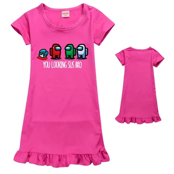 Tarp Mūsų, Mergaičių Sleepwear 2020 Žaidimas Mergaičių Vasaros Suknelės Ledo Šilko Pižamą Namų Suknelė Didelis Mergaičių Pižamą Vaikų Pynimas Suknelė