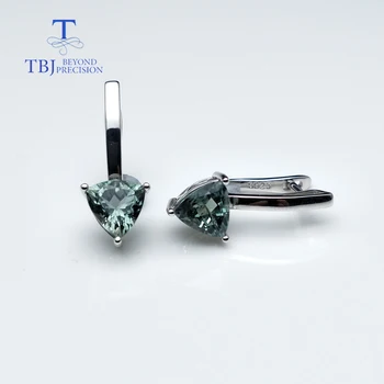 TBJ,Gamtos Turmalinas trikampis 7,0 mm brangakmenio auskarai 925 sterlingas sidabro fine jewelry paprastas dizainas mergina Valentino dovana