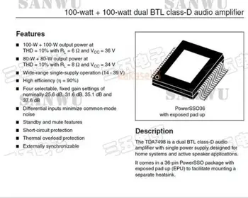 TDA7498 D Klasės 2X100W Dual Channel Audio Stereo Skaitmeninis Stiprintuvas Valdybos 12v 24v modulis
