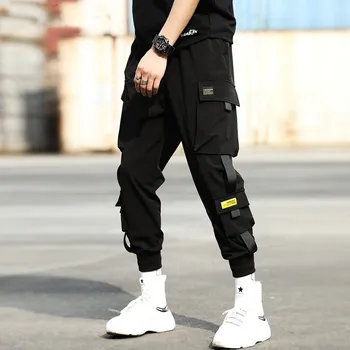 Techwear Kelnes Multi-pock Blokuoti Juoda Krovinių Kelnės Vyrams Streetwear Haremas Poilsiu Harajuku Sweatpant Hip-Hop Kelnės darbo drabužiai Vyrams