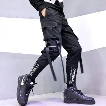 Techwear Kelnes Multi-pock Blokuoti Juoda Krovinių Kelnės Vyrams Streetwear Haremas Poilsiu Harajuku Sweatpant Hip-Hop Kelnės darbo drabužiai Vyrams
