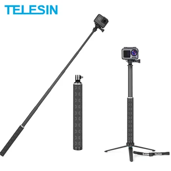 TELESIN 90cm Anglies Pluošto Lengviausias Selfie Stick Aliuminio Lydinio Trikojo GoPro Hero 5 6 7 8 DJI Osmo Veiksmų Kamera, Ac
