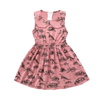 Telotuny Animacinių filmų suknelės mergaitėms baby girl suknelės, šaliai, ir vestuvių Dinozaurų Spausdinti Suknelės, Drabužiai princesė dress Dec17