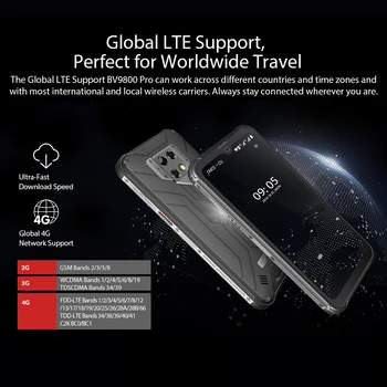 Terminio Vaizdo Mobiliojo Telefono 6GB+128GB Išmanųjį telefoną Gel P70 Android 9.0 Vandeniui 6580mAh Pasaulio Versija Blackview BV9800 Pro