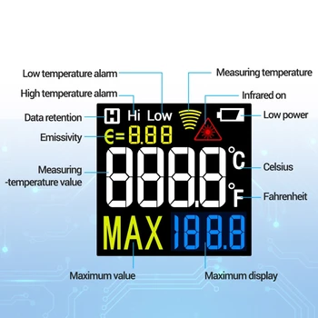 TH01B infraraudonųjų spindulių Skaitmeninis Termometras infraraudonųjų SPINDULIŲ lazerio Temperatūros Jutiklis Ginklą, Jokių Kontaktų Thermometre -50~žemiau 600c Metrų Pyrometer
