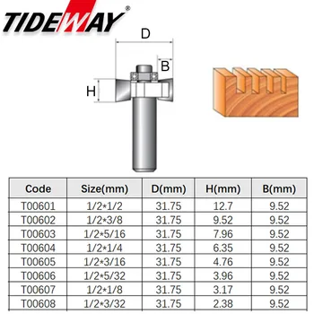 Tideway 1pc Pramoninės Klasės T Tipo Medienos Frezavimo CNC Cutter Priemonės Bendri Cutter su Guolis Sunkiai Mediena, MDF