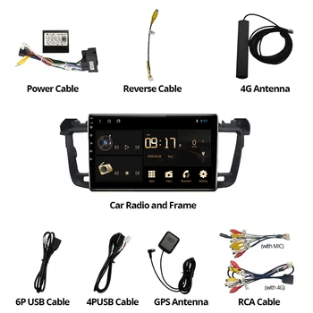 TIEBRO 2DIN Android 9.0 Automobilio Radijo, GPS Multimedijos Grotuvo Peugeot 508 2011 2012 2013 2018 Navigacija, 2 Din DVD Nr.