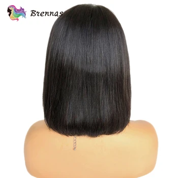 Tiesiai trumpas bob perukas su kirpčiukais Brazilijos žmonių plaukų perukai mašina perukas pagamintas natūralių spalvų Remy plaukų juodosios moterų 8-16 Colių