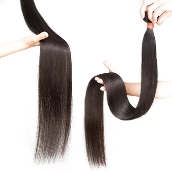 Tiesiai žmogaus plaukų ryšulius su uždarymo mergelės brazillian plaukų pratęsimo pynimo preplucked trumpas ilgas juodas moterų 3 ryšulius