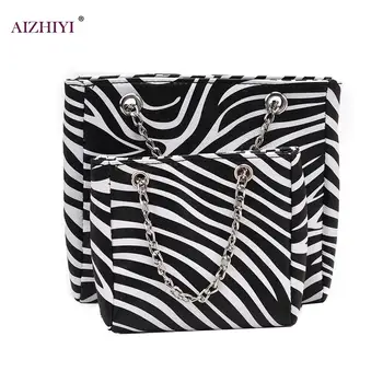 Tiesiog Crossbody Krepšiai Lady Grandinės Kelionės Mažos Rankinės Zebra Spausdinta PU Odos Petį Krepšys Moterims 2020 m.