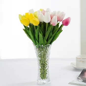Tiffany Mėlyna Balta Nekilnojamojo Touch PU Tulpių Dirbtinių Gėlių 10vnt/ Daug Vestuvių Namų Puošybai Dirbtinių Puokščių Dekoratyvinių Gėlių