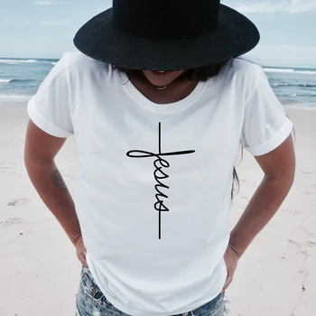 Tikėjimas Marškinėlius Kryžiaus Jėzus Tees Viršūnes Krikščionių Marškinėliai Moterims Mados Marškinėlius Su Krikštu Bažnyčia Nuotaka Estetinis Tumblr Marškinėliai