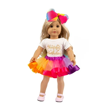 Tinka 18 colių 43cm Lėlės Drabužių Priedai, Gimsta Naujas Kūdikis Vaikų drabužius, su rainbow sijonas Kūdikio Gimtadienio Dovana