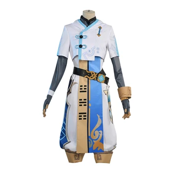 [Tinkinti] Anime Genshin Poveikio Chongyun Žaidimas Kostiumą Baltos Spalvos Vienodos Cosplay Kostiumas Helovinas Apranga Vyrams Naujas 2020 M.