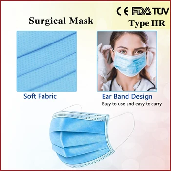 Tipas IIR Vienkartinių Medicinos Chirurginė Kaukė, Apsauginės Kaukės, Respiratorius Maschera Masque Máscara Ligoninės Kaukė CE, FDA Patvirtintas