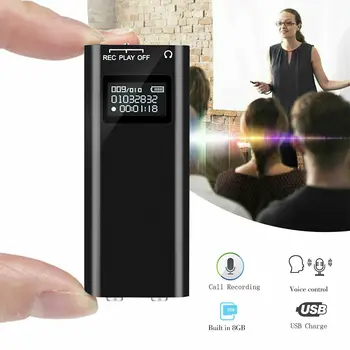 TIPTOP Mini Diktofonas 8GB Garso Diktofono Įrašymo į USB Įrenginį, MP3 Grotuvą su OLED Skardžiai