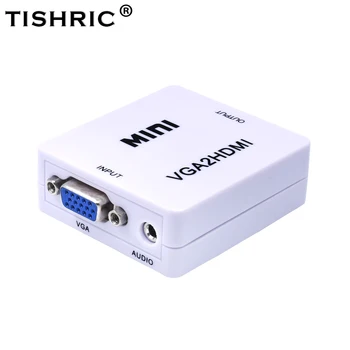 TISHRIC 1080P HD Vaizdo MINI Audio VGA Į HDMI suderinamus HD HDTV Video Converter Box VGA2HDMI Konverteris Adapteris Nešiojamas KOMPIUTERIS
