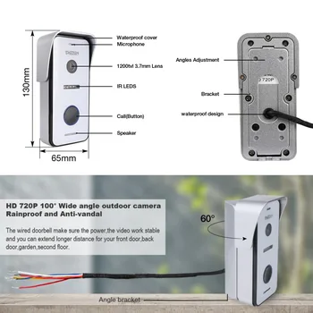 TMEZON Belaidžio/Wifi, Smart IP Vaizdo Doorbell Domofonas Sistema ,10 Colių+7 Colių Ekranu su 2x720P Laidinio Duris Telefono Kamera