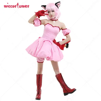Tokyo Mew Mew Ichigo Momomiya Mew Ichigo Transformuota Trumpas Rožinė Suknelė Cosplay Kostiumas su Kačių Ausų ir Uodegos