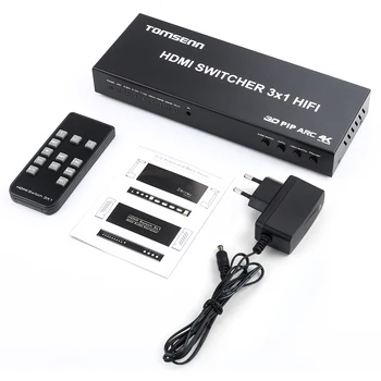 Tomsenn 4K HDMI Switch Box Selektorių 3 In 1 Out HDMI Audio Extractor Splitter su Optiniu SPDIF & L/R Audio Out
