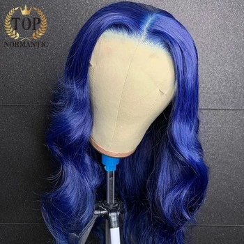 Topnormantic Mėlyna Spalva Brazilijos Kūno Banga Nėriniai Priekiniai Žmogaus Plaukų Perukai su Kūdikio Plaukų 13x6 Glueless Nėrinių Perukai Remy Plaukų