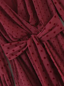 Toppies Moteris Dot Šifono Suknelė Seksualus V-Kaklo, Ilgomis Rankovėmis Mini Suknelė Vienspalviai Voile Šalies Drabužių 2020 M.