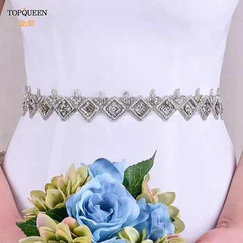 TOPQUEEN S461 kalnų krištolas Kristalų Nuotakos Diržai Indijos šilko Diržas Oficialų Suknelė Vestuvių Diržas su Indijos Raišteliais Sidabro Vestuvių Diržas