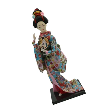 Tradicinis Japonų Geiša Stovi Lėlės Modelį Puošia Gėlių Drabužiai