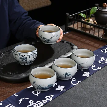 Tradicinis kinų retro arbatos rinkinys 155ml ranka-dažytos keramikos kavos puodelis ir lėkštelė nustatyti porceliano puodelio pieno Nemokamas pristatymas