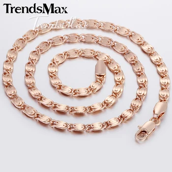 Trendsmax ROSE Gold Filled Sraigė Nuorodą Grandinės Moteriški Vyrai Grandinės Karoliai Mergaitės Berniukai Unisex Didmeninės Juvelyrikos GS181