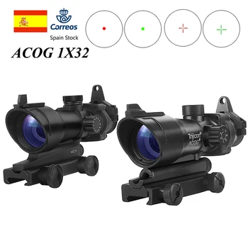 Trijicon ACOG 1X32 Red Dot Akyse Optinis uoksai ACOG Red Dot taikymo Sritis Medžioklės Monokliai Su 20mm Geležinkelių Airsoft Pistoletas