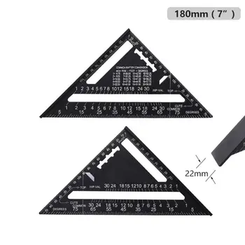 Trikampis Valdovas 7/12 colių Metrinių Aliuminio Lydinio Trikampio Matavimo Liniuote, Medžio Greičio Kvadrato Trikampio Kampas Matlankis