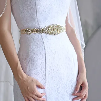 TRiXY S123-G Blizgančių Aukso Vestuvinius Diržai Golden Diamond Vestuvių Vestuvių Suknelės Diržus Moterims, Vestuvių Juostos Diržo Nuotakos Varčios