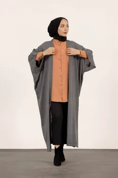 Trumpas Rankovės Ilgas Cardigan Musulmonų Suknelė Abaja Moterų Musulman Ansambliai Mados Dubajus Viršūnes Femme Hijab Moterų Islamas Drabužiai