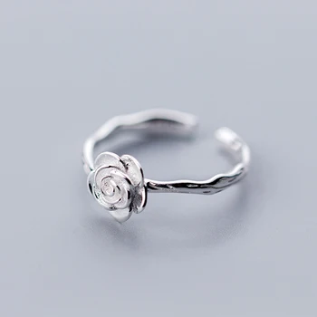 Trustdavis 925 Sterlingas Sidabro Mados Romantiška Gana Rožių Gėlių Atidarymo Žiedas Moterims Vestuves Žiedas Papuošalai DA19