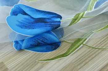 Tulip Gėlių Spausdinti Užuolaidų, Gėlių Modelio, vienspalviai voile Užuolaidas Kambarį Namų Dekoravimo Užuolaidų 3 Spalvos, 100*200CM