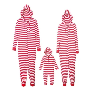 TUONXYE Šeimos Atitikimo Kalėdų Raudona Balta Juostele Pižama Nustatyti Tėvų-vaikų Apranga Kalėdos Vaikams Homewear naktiniai drabužiai Naujųjų Metų