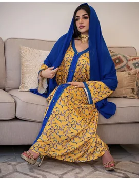 Turkija, Indija, Arabų Suknelė Musulmonų Moterys Spausdinti Abaja Maroko Kaftan Šalies Vestidos Ilgas Chalatas, Islamo Drabužių Femme Musulman