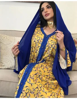Turkija, Indija, Arabų Suknelė Musulmonų Moterys Spausdinti Abaja Maroko Kaftan Šalies Vestidos Ilgas Chalatas, Islamo Drabužių Femme Musulman