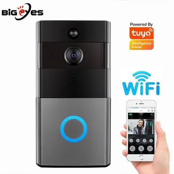 TUYA 1080P WiFi Vaizdo Doorbell Vandens-Įrodymas, su Motion Detect/dvipusio Ryšio Funkcija Doorbell su Ding Dong Varpelių Baterija