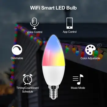 Tuya Smart Wifi LED Lemputė E14 RGB+M+C, šviesos srautą galima reguliuoti Šviesos diodų (LED) Nuotolinio Valdymo Dirbti su Alexa 