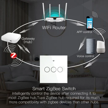 Tuya ZigBee Vieno gaisro Nulio-gaisro Universalus Smart Switch 100-240V Ir Alexa 