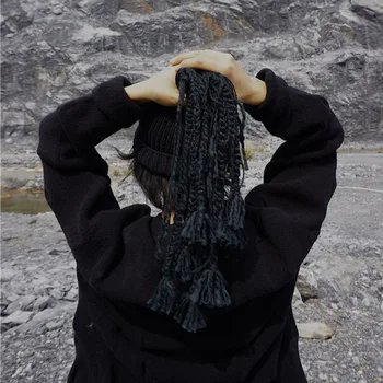 TVVOVVIN 2019 Naujas Mados Rudens-Žiemos Skrybėlę Moterys Juoda Kieta medžiaga, Lankstus Galvos Pasukti Nerijos Beanie Kepurė Moteriška Banga Šalikas B812