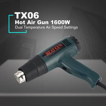 TX06 1600W Hot Air Gun Termostatas Šilumos Gun Karšto Oro Pūstuvas Trauktis Vyniojimo Šiluminės galios įrankis, Litavimo Pistoletas Šilumos oriniams